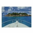 thumbnail image 1 of Sailboat Cutting Board, Tropical Island and Boat Exotic Journey Traveling Destinations Holidays, Decorative Tempered Glass Cutting and Serving Board, Small Size, Blue Green Ivory, by Ambesonne, 1 of 1