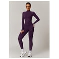 thumbnail image 2 of Top-kevin 2 Piece Seamless Ribbed Workout Sets With Zip Up Jacket High Waisted Gym Yoga Leggings, 2 of 7