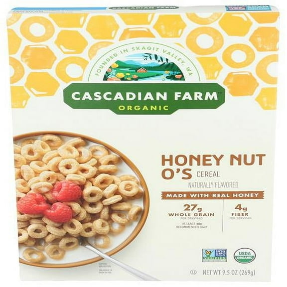 Cascadian Farm Organic Honey Nut Os - Cereal De Nueces Y Miel, 9.5 Onzas - Pack of 2