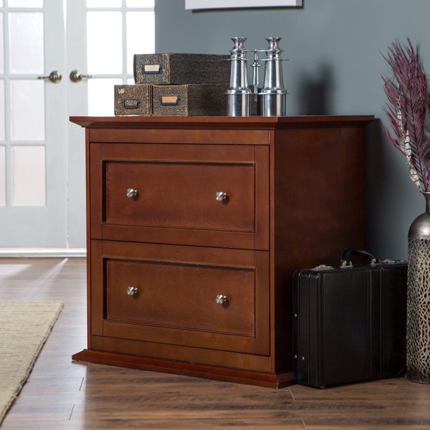 Belham Living Hampton 2 Drawer Lateral Wood Filing Cabinet Cherry Walmart Com Walmart Com