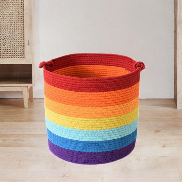 Cesta de Almacenamiento de Ropa Sucia de Cuerda de Algodón Tejida Soledad Multiusos 15x14 Pulgadas 7 Colores