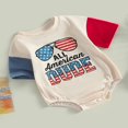 thumbnail image 3 of 4th of July Newborn Baby Girls Boys Rompers Letters Print Short Sleeve Bodysuit for Independence Day, 3 of 9
