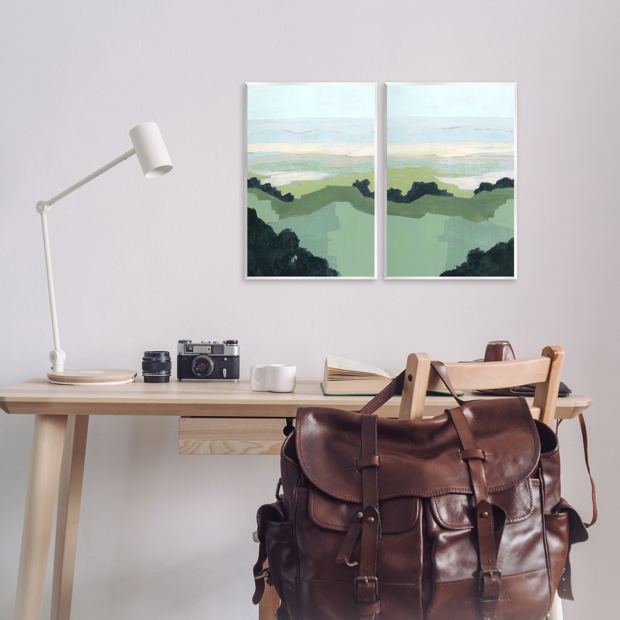 Stupell Industries Hill Side Nautical Landscape Abstract Landscape Painting Unframed Art Print Wall Art, 13 x 19, Set of 2