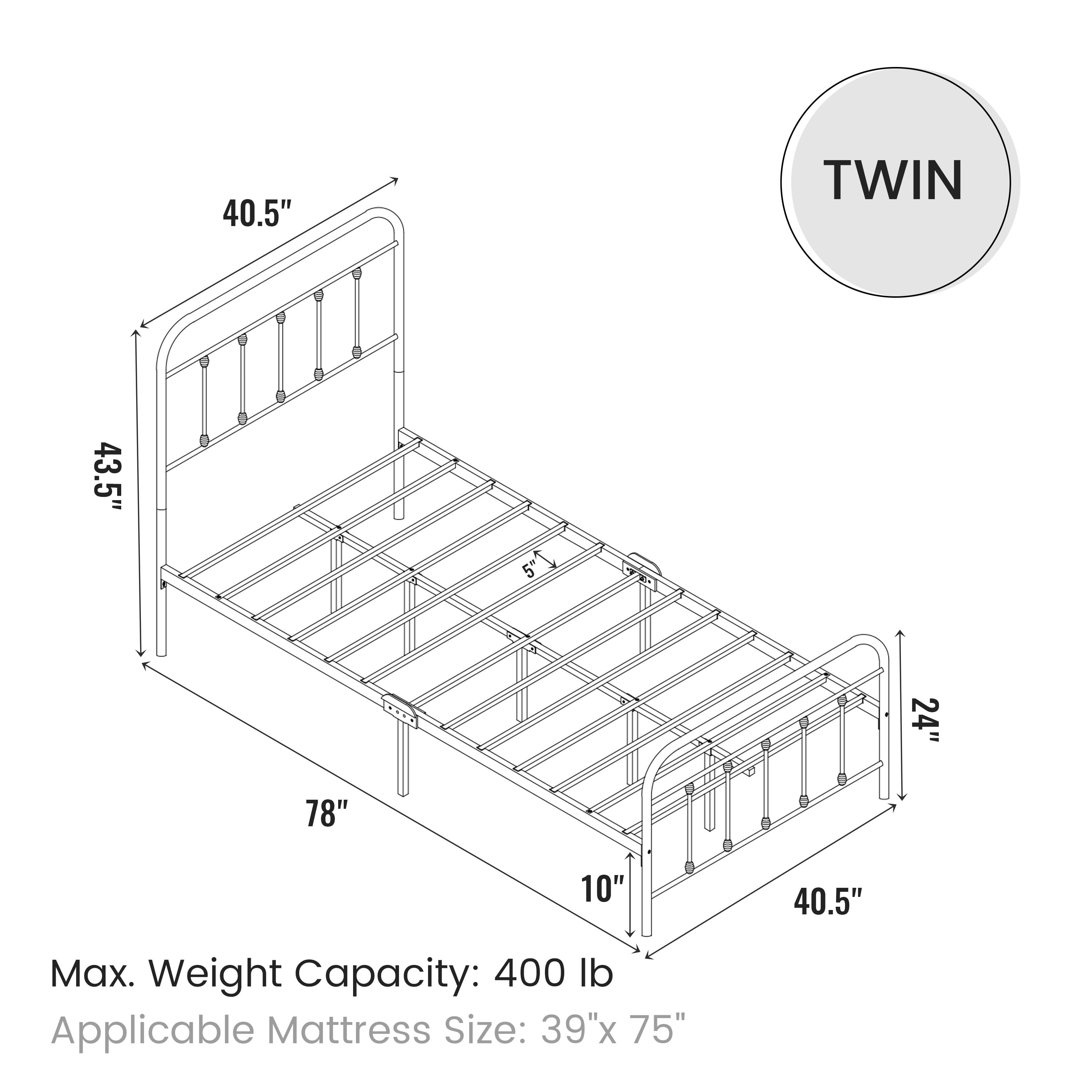 Heavy Duty Metal Twin Bed Frame White, Noise-Free Platform Bed Frame, No Box Spring Needed, Easy Assembly with Underbed Storage