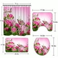thumbnail image 3 of Balems Shower Curtain Sets with Rugs，4Pcs,Nature Pattern，Include Non-Slip Rug, Toilet Lid Cover and Bath Mat, Shower Curtain with 12 Hooks for Bathroom, Large Size, 3 of 7