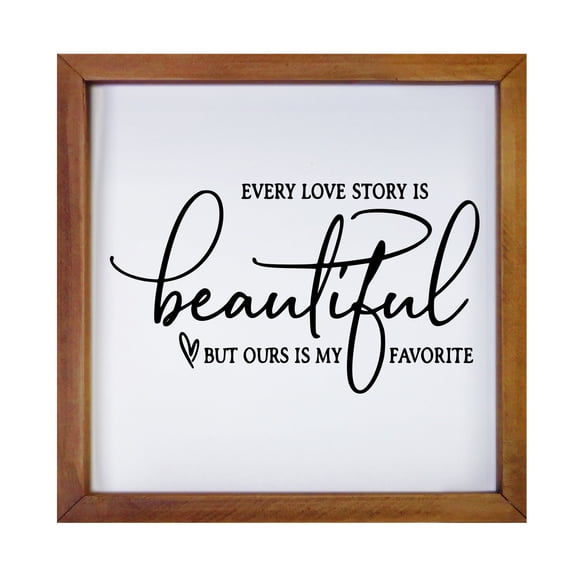 Inspiring Modern Framed Shadow Box 7x7in - Every Love Story Is Beautiful (Script)