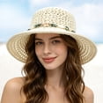 thumbnail image 2 of Wide Brim Sun Hat Women Ponytail Hole Neck Flap Hiking Camping Women Bucket Hat Uv Protection Summer Outdoor Tops White One Size, 2 of 4