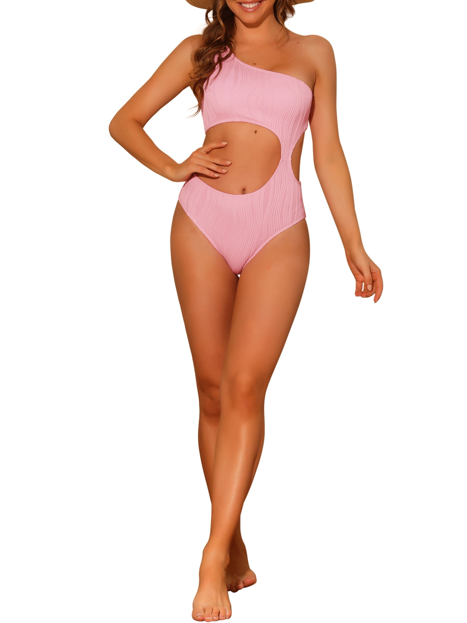 INSPIRE CHIC Women's 1 Piece One Shoulder Swimsuit Asymmetric