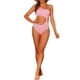 thumbnail image 2 of INSPIRAR CHIC Traje de baño de una pieza para mujer, con un hombro, corte asimétrico en la cintura, bañador de canalé, monokini, pequeño, rosa, 2 of 5