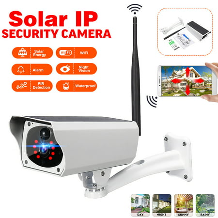 Outdoor IPX67 Waterproof HD 1080P Security Camera B ullet IP Camera Wireless WiFi Solar & Battery Power PIR Motion Detection IR-CUT Night Vision Android/iOS Phones Patio