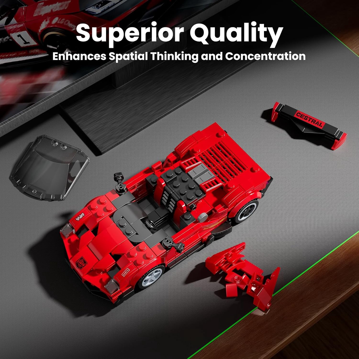 Speed Champion P80C Racing Car Building Kit with Acrylic Display Case, 27069 Collectible Model Car Kits, Building Blocks Kit Racing Toy Cars for Adult (453 PCS)