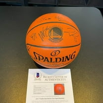 2016-17 Golden State Warriors NBA Champs Team Signed Game Basketball Beckett COA