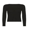 thumbnail image 3 of omen Filles Dentelle Patchwork Cravate T-Shirt Printemps Manches Longues Col Carré Slim Crop Tops Tees Black M, 3 of 4
