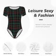 thumbnail image 4 of Balery Buffalo Plaid Dark Green Body de cuello redondo de manga corta para mujer Tops de manga corta Tops básicos-Large, 4 of 7