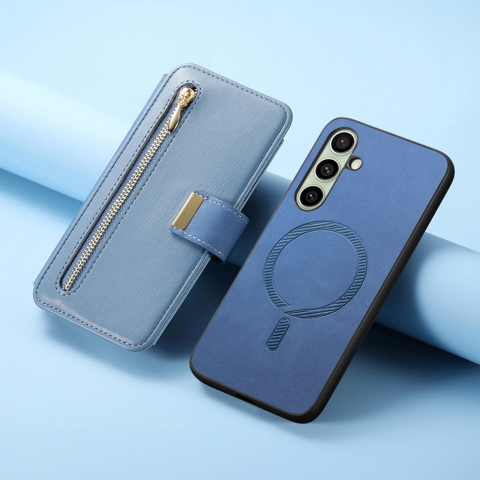 TECH CIRCLE for Moto G Power 5G (2024) Phone Case 6.7", Magnetic Back Cover with Removable Flip Wallet Case, with Card Slots/Pocket/Ring Holder Grip, Compatible with MagSafe, PU Leather Case, Blue