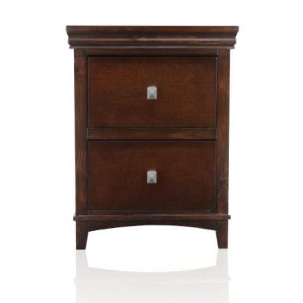 Furniture Of America Pasha 2 Drawer Nightstand Brown Cherry Finish Walmart Com Walmart Com
