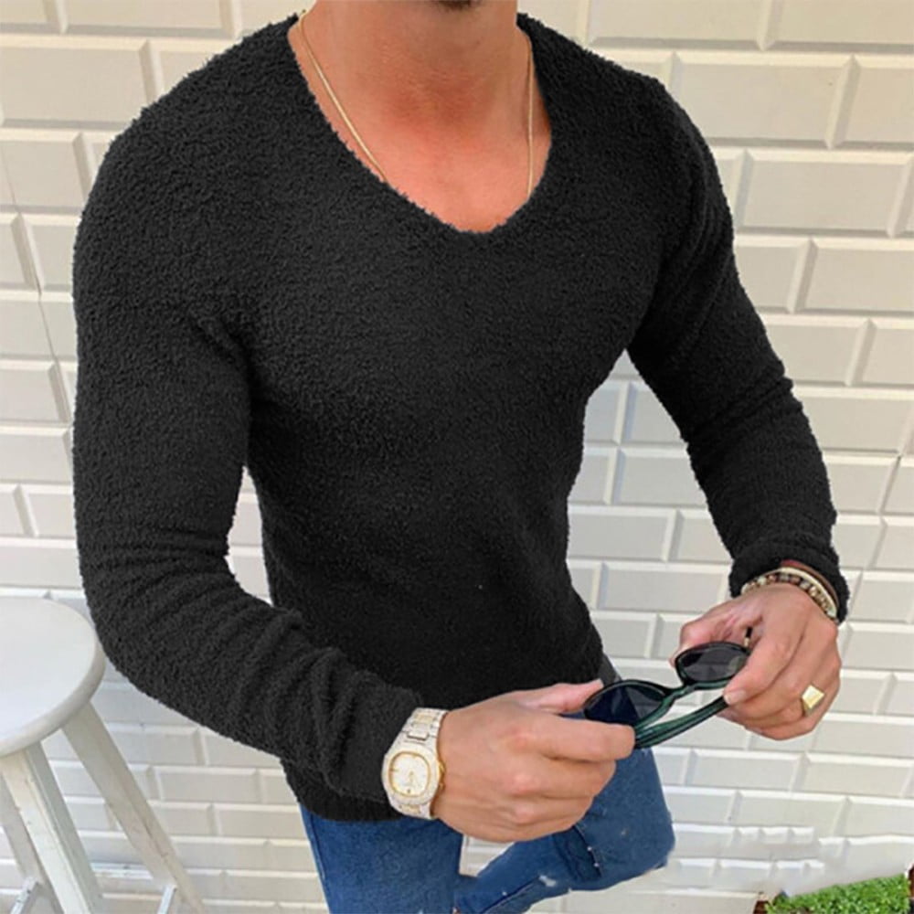 men's v neck fleece jumper