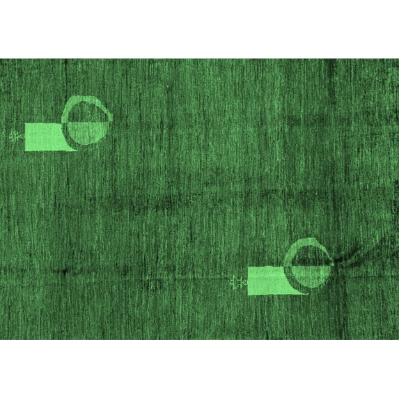Ahgly Company Indoor Rectangle Abstract Emerald Green Modern Area Rugs, 2' x 4'
