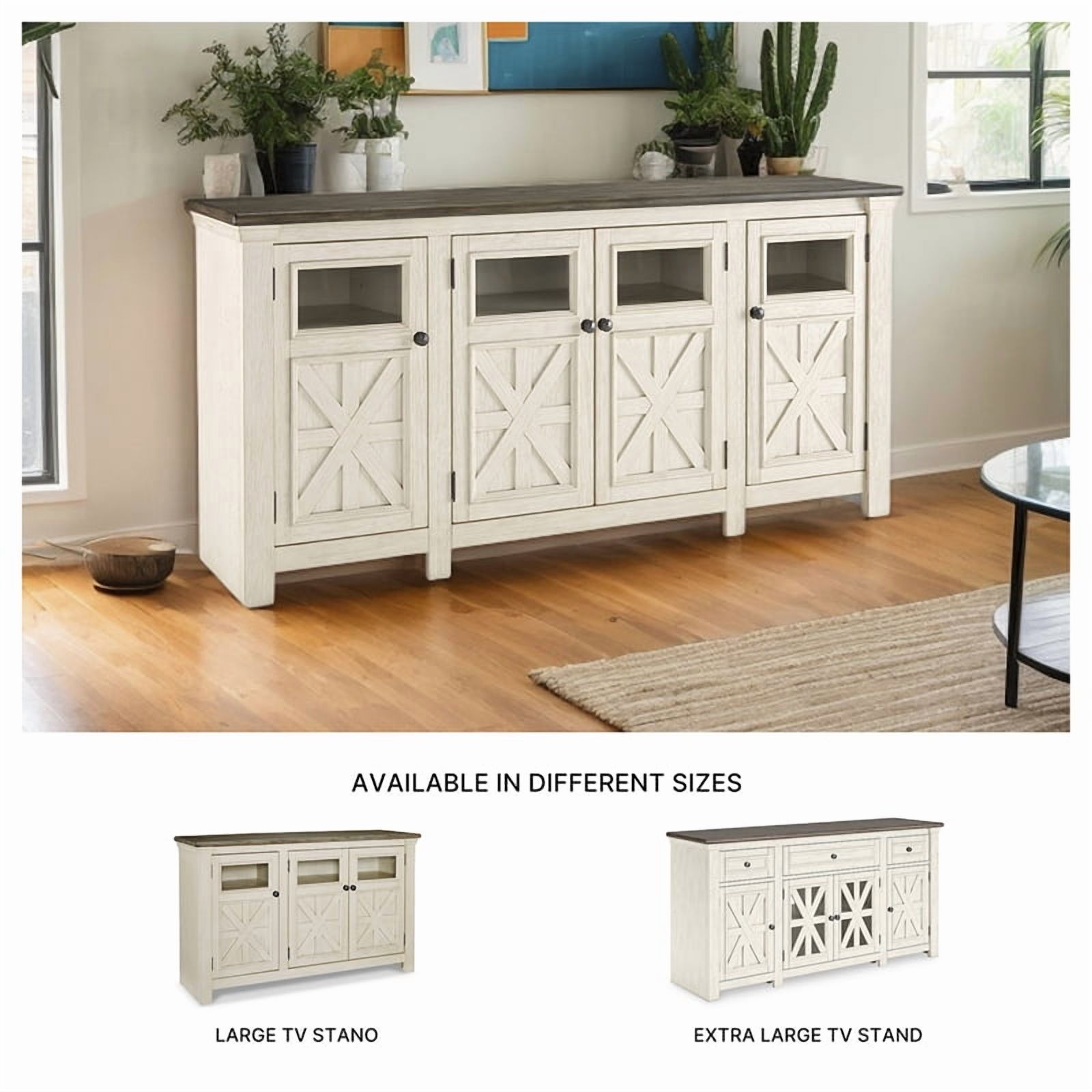 Ashley Furniture Bolanburg Engineered Wood Extra Large TV Stand in Two-Tone