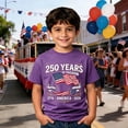 thumbnail image 2 of Tisuna Teen Boys Patriotic T Shirts Size 2-3 Years America Flag Print Short Sleeve Crew Neck Tops Breathable Child Boys 4th Of July Purple Celebrate Anniversary T-Shirts, 2 of 5
