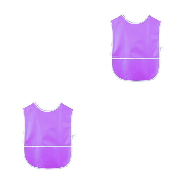 Matsuzay Delantales de pintura Bolsillos espaciosos de pintura de secado rápido para niños pequeños con correa lateral Guardapolvo Paño Violeta 2piezas