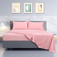 thumbnail image 3 of PiccoCasa 4 Pieces Bed Sheets Set with Flat Sheet, Fitted Sheet and Pillowcases Twin Pink, 3 of 6