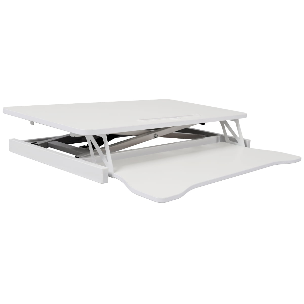 Adjustable Height Standing Laptop Desk Sit to Stand Workstation with Keyboard Tray Ergonomic Monitor Riser White