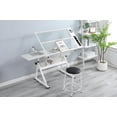 thumbnail image 2 of Kumix Adjustable Tempered Glass Drafting Printing Table with Chair, WHITE, 2 of 7