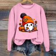 thumbnail image 2 of XIAONU Womens Sweatshirts Halloween Ghost Print Hoodless Sweatshirt Long Sleeve Round Neck Peasure Pullover Hoodless Sweatshirt, 2 of 4