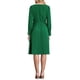 thumbnail image 3 of Vestido de línea A de mujer con cuello barco, mangas abullonadas largas, lazo en la cintura, casual, color verde, 3 of 5