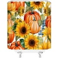 thumbnail image 3 of Fall Thanksgiving Shower Curtain Watercolor Pumpkin Sunflower Leaves Floral Autumn Harvest Festival Farmhouse Rustic Orange Yellow Extra Long Bathroom Decor Curtain with Hooks,70W x84 H, 3 of 6