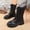 #095-Black, variant on Wowcloth Women's Fashion Casual Winter Ankle Boots – Solid Color Round Toe Front Lace-Up Side Zipper with Chunky Low Heel for Everyday Wear