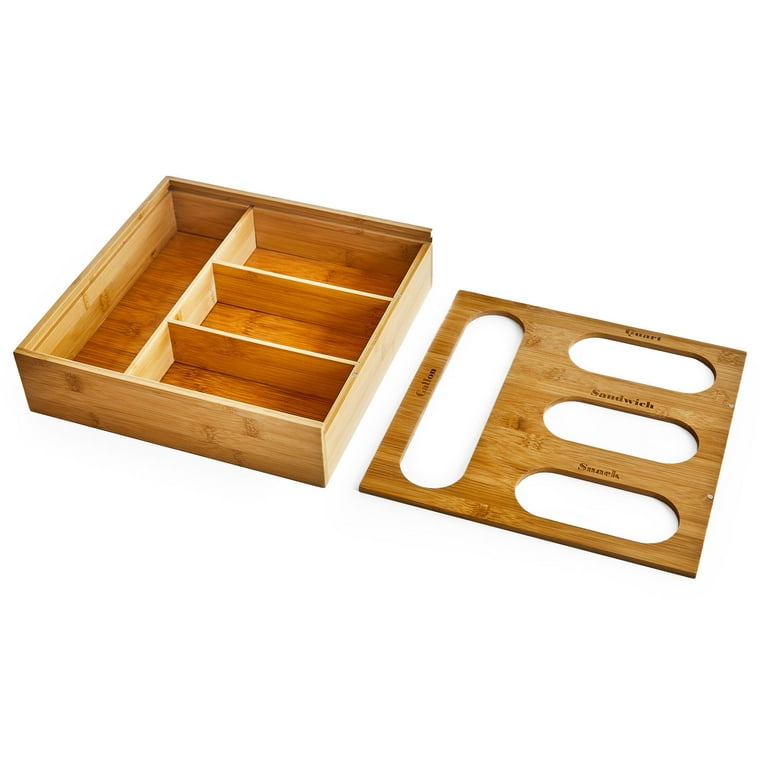 Honey Can Do Natural Bamboo Plastic Bag Organizer for Kitchen Drawer