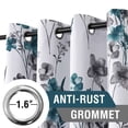 thumbnail image 2 of H.VERSAILTEX 100% Blackout Curtains Cattleya Floral Printed Drapes Leah Floral Thermal Bedroom Curtains for Living room with Black Liner 2 Panels,52" x 96",Grey/Teal, 2 of 6