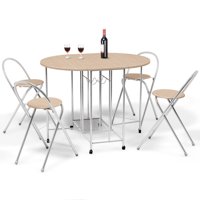 Round Dining Sets Product Image Costway 5pc Foldable Dining Set Table And 4 Chairs Breakfast Kitchen Furniture