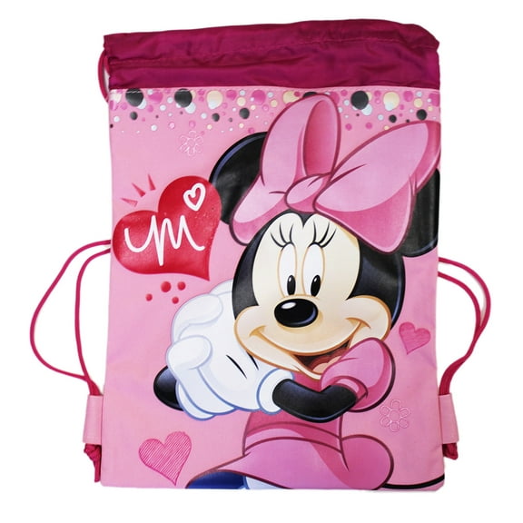 Disney's Minnie Mouse Bubbly Love Pink/Magenta Drawstring Backpack
