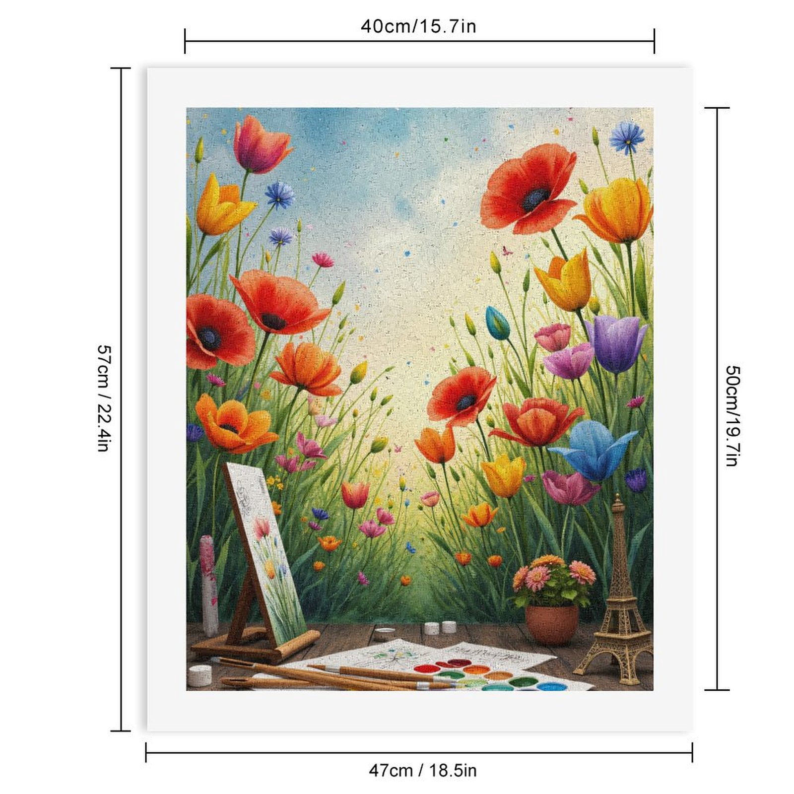 Paint By Numbers Kit for Adults Beginner - Colorful Floral Art Painting Scene DIY Canvas Painting Kits for Adults, Frameless Paint By Number for Adults for Home Wall Decor 16x20 Inch