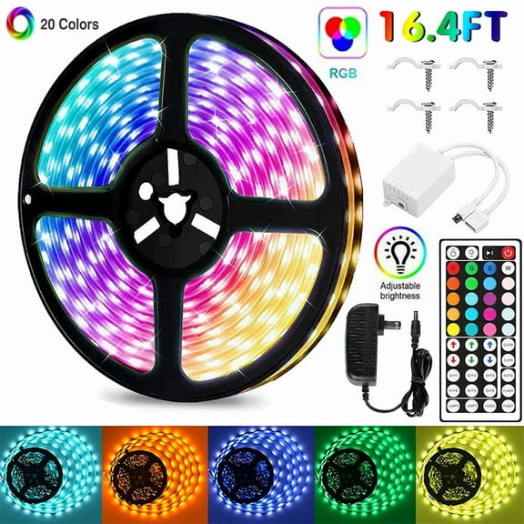 16Ft Flexible 3528 Smd Rgb Led Strip Light Remote Fairy Lights Room Tv Party Bar