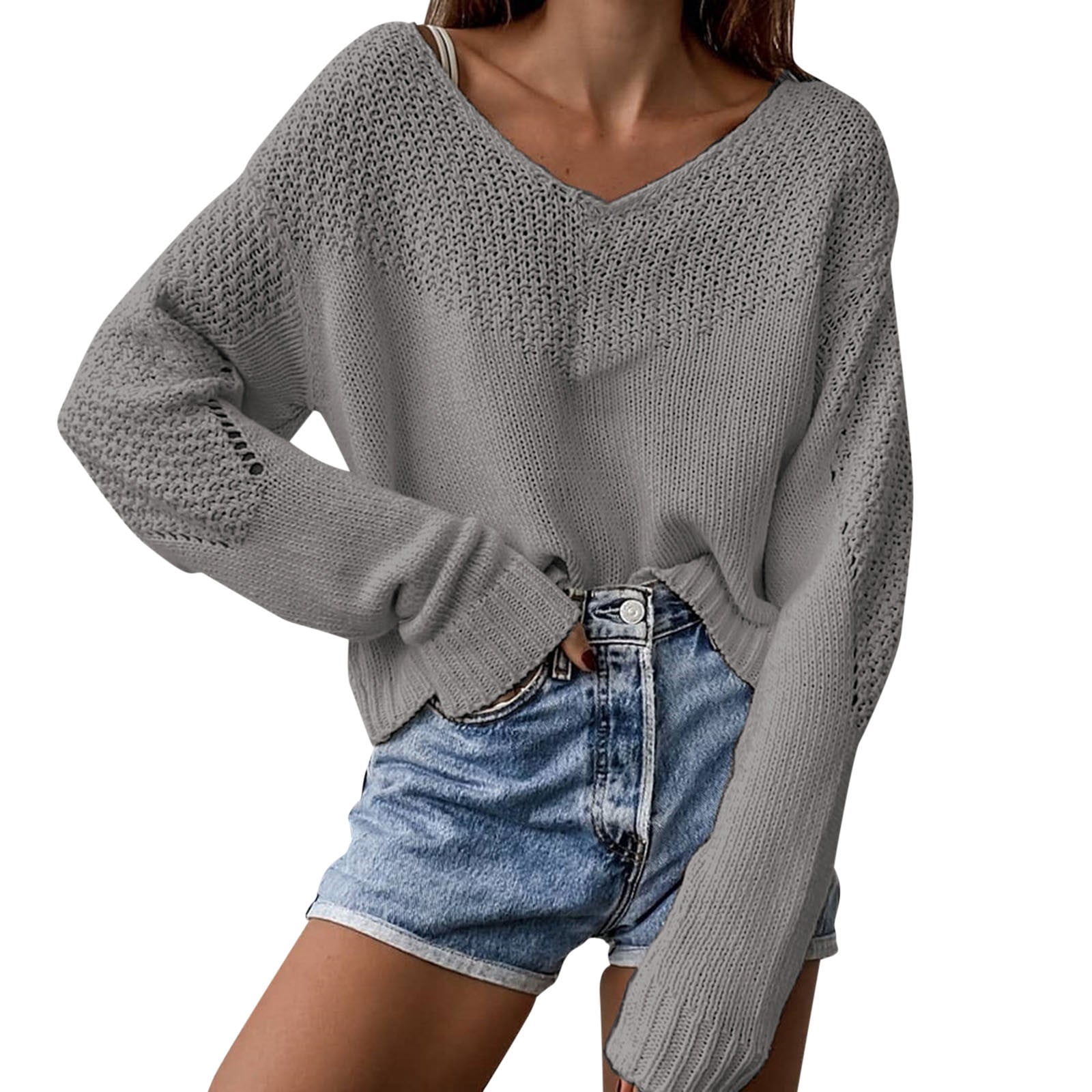 Comfy Hoodies Women Fashion Casual Spacious Big Drop V Neck Knit Sweater  Top Large Men Sweaters Mens Sweater Fashion Sweater Men Zip Thermal Mens  Sweater - Walmart.com