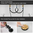 thumbnail image 4 of Brushed Gold Bathroom Faucets 3 Hole | 2-Handle 8 inch Widespread Bathroom Sink Faucet, Waterfall Bathroom Faucets 3 Pieces Lavatory Vanity Faucet with Pop Up Drain & Supply Hoses, 4 of 5