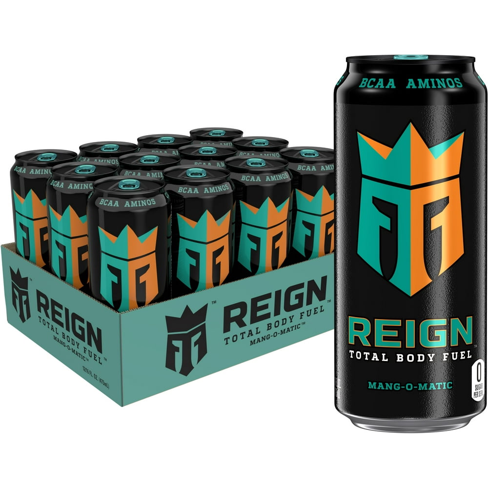 (12 Cans) Reign Total Body Fuel Energy Drink, MangoOMatic, 16 fl oz