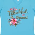 thumbnail image 4 of Inktastic Thankful and Blessed Inspirational Saying with Pink Flowers Women's V-Neck T-Shirt, 4 of 5