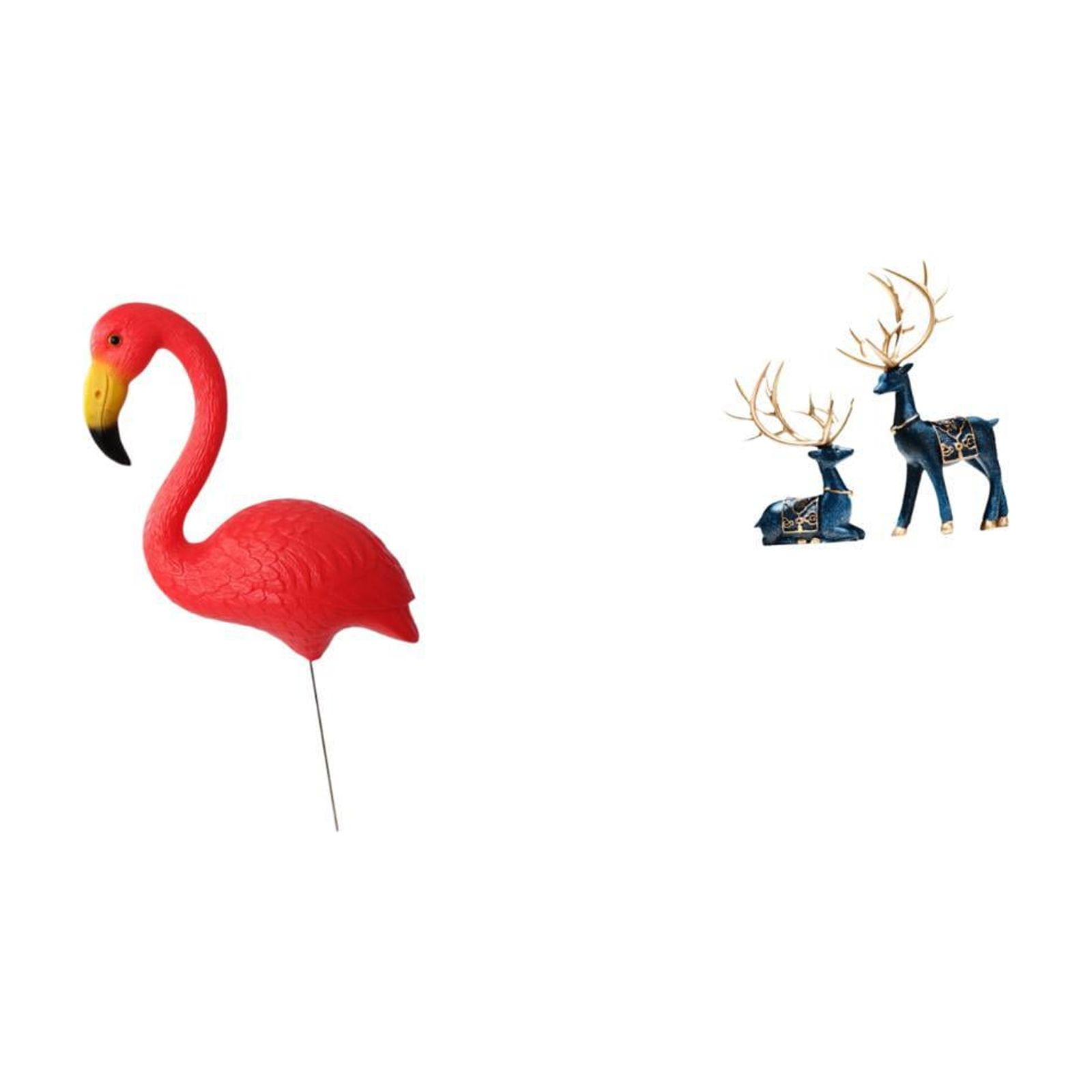 Miulika Flamingo Reindeer Garden Figurine Sculpture Ornament for Holiday Spring Home Decor Deer Statue Yard Art Accessories for Living Room Office Fairy