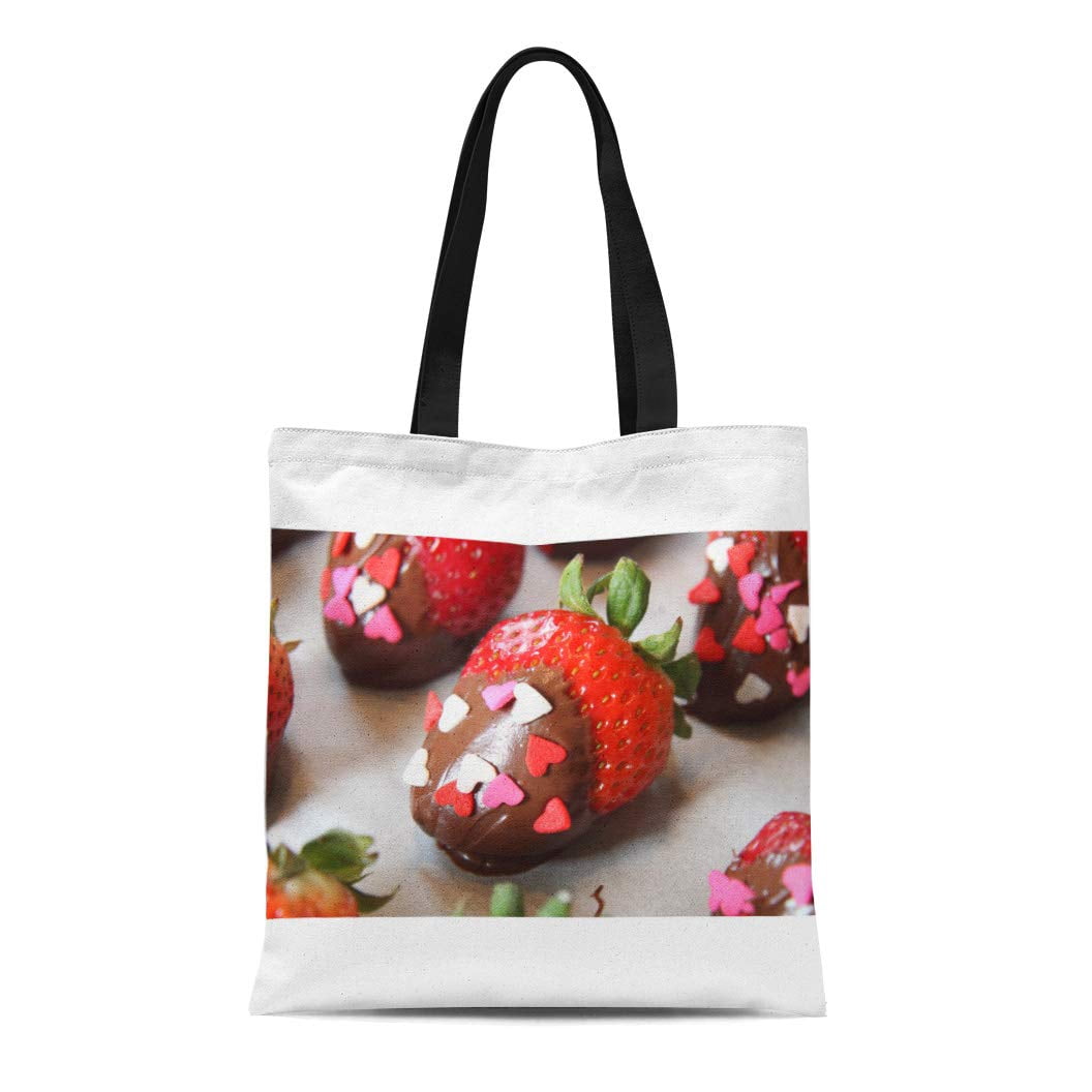 ASHLEIGH Canvas Tote Bag Strawberry Chocolate Covered Strawberries ...