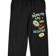 thumbnail image 2 of Valentine's Day Donuts Are My Valentine Men's Black Sleep Pajama Pants, 2 of 5