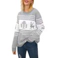 thumbnail image 4 of xiaxaixu Chandails de Noël pour Femmes, Manches Longues Col Rond Imprimé Géométrique Renne Pull Décontracté, 4 of 5