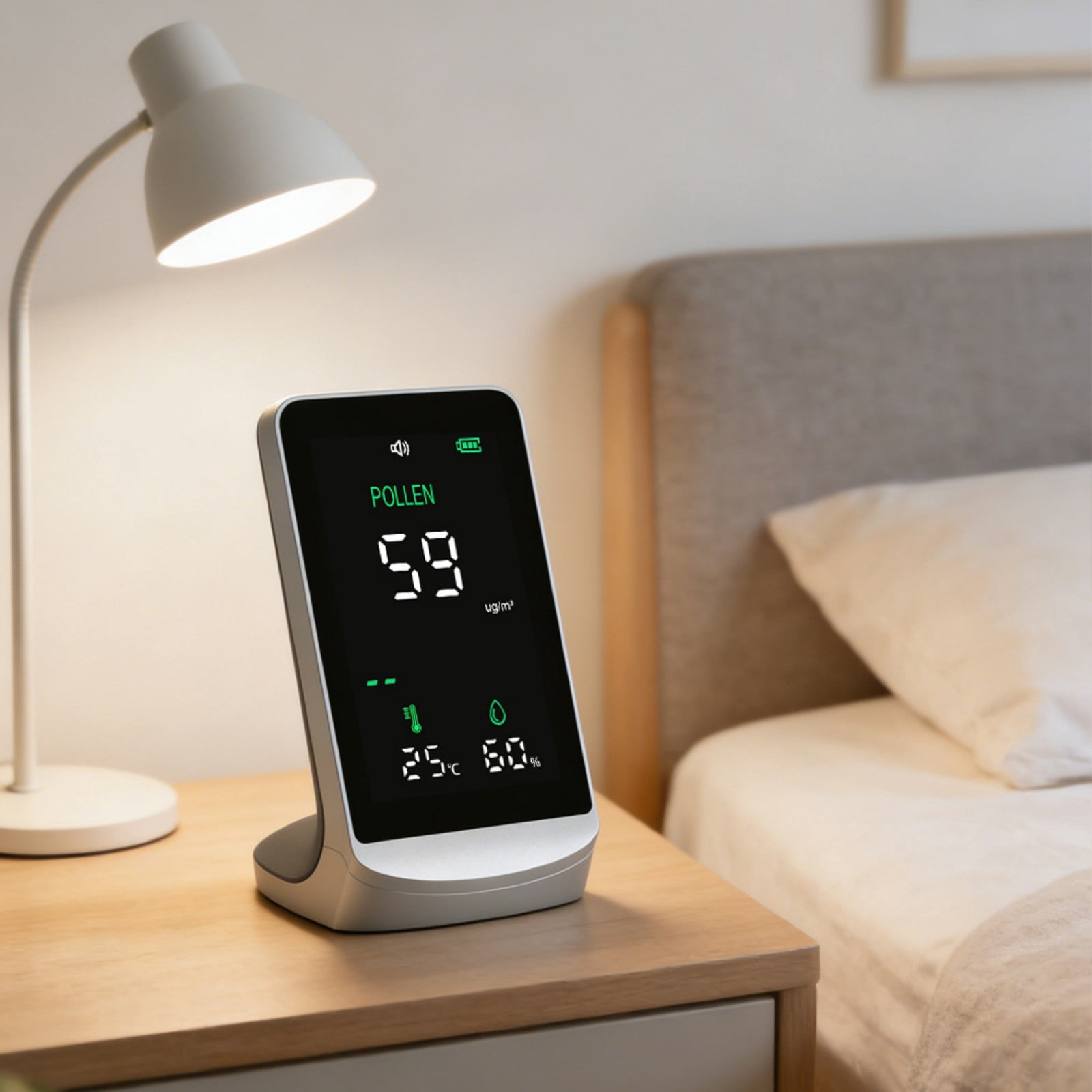Pollen and Particulate Detectors with Temperature and Humidity Monitoring for Travel and Home Air Quality Management
