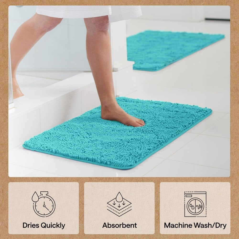 Bath Rug Mat, Thick Soft Absorbent Chenille, Quick Dry Microfiber Mats, Rubber Backing Washable Shower Floor Rugs, US Designed Bathroom Halloween Home Decor Accessories