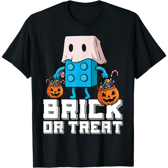 Brick Or Treat Brick Halloween Block Building T-Shirt, Unisex T-Shirt