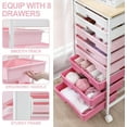 thumbnail image 2 of Rolling Storage Cart with 8 Drawers and Wooden Tabletop, Utility Cart for Living Room, Classroom, Bedroom, Bathroom, Dorm, Office, Rose Pink, 2 of 17